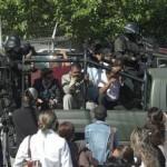 Mexican army soldiers take away several police agents for further questioning after army personnel arrived at a police station to check for weapons serial numbers and interviews with police officers in Ciudad Juarez, Mexico